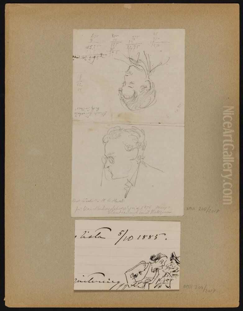 Presumed Portraits of Hampus Huldt and Georg Gothe Oil Painting by Emil Hallgren