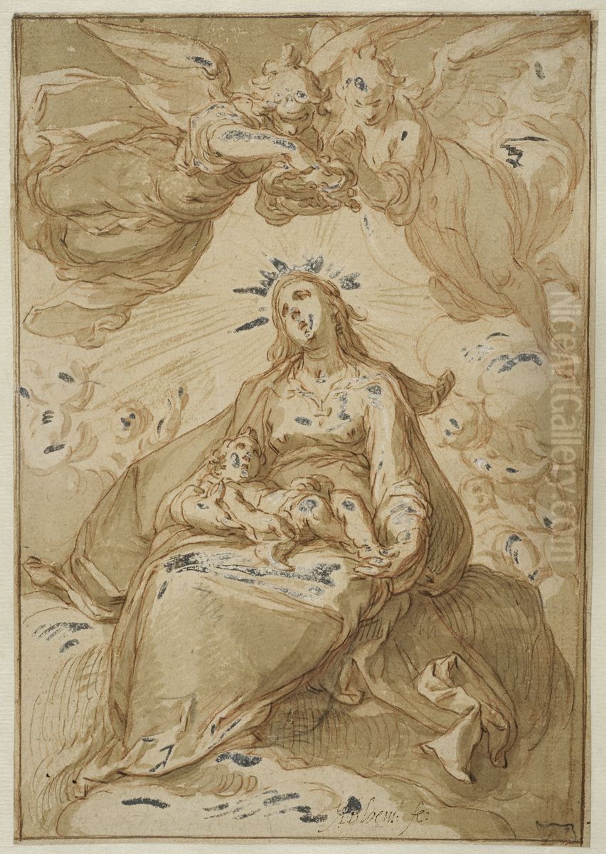 Jungfrun och barnet, kront av anglar Oil Painting by Abraham Bloemaert