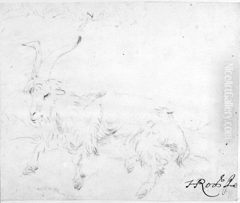 Liggande getabock Oil Painting by Johann Heinrich Roos