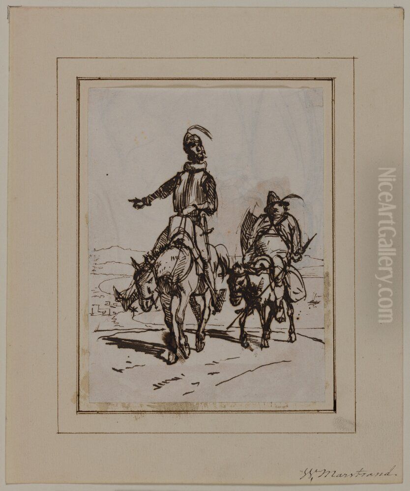 Don Quixote och Sancho Panza Oil Painting by Wilhelm Marstrand