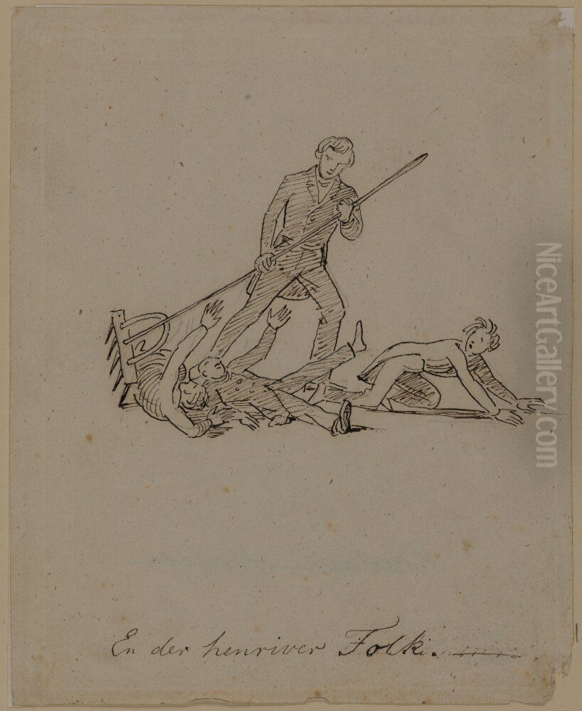 Skamtteckning Oil Painting by Constantin Hansen