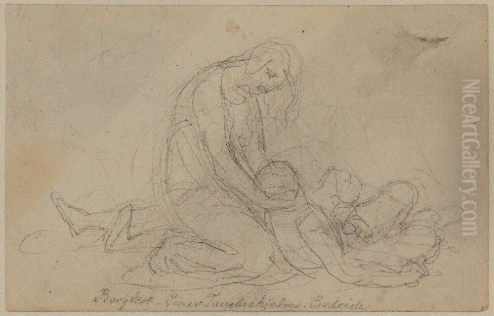 Bergljot, Einar Tambaskalver och Eindrid Oil Painting by Jorgen Roed