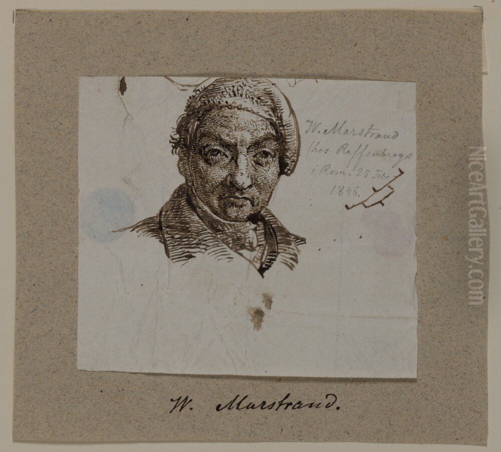 Mansportratt Oil Painting by Wilhelm Marstrand