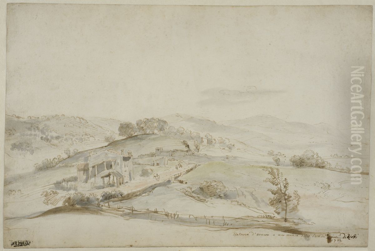 Landskap med vardshus, nara Rieti Oil Painting by (circle of) Wittel, Gaspar van (Vanvitelli)