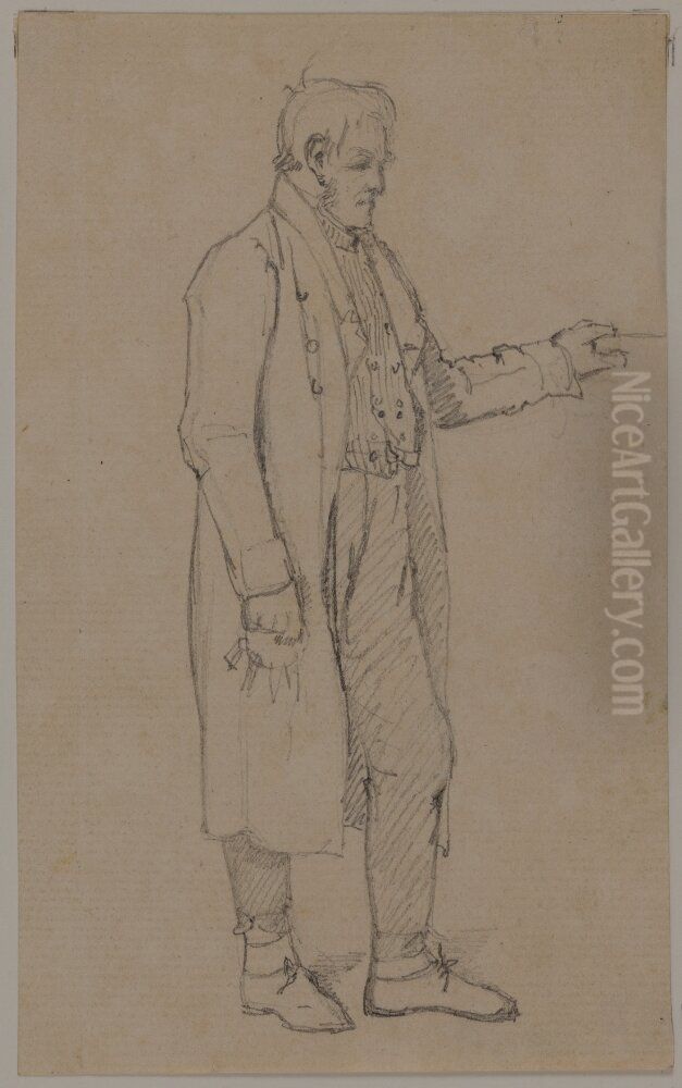 Staende man med nyckelknippa, figurstudie Oil Painting by Jorgen Roed