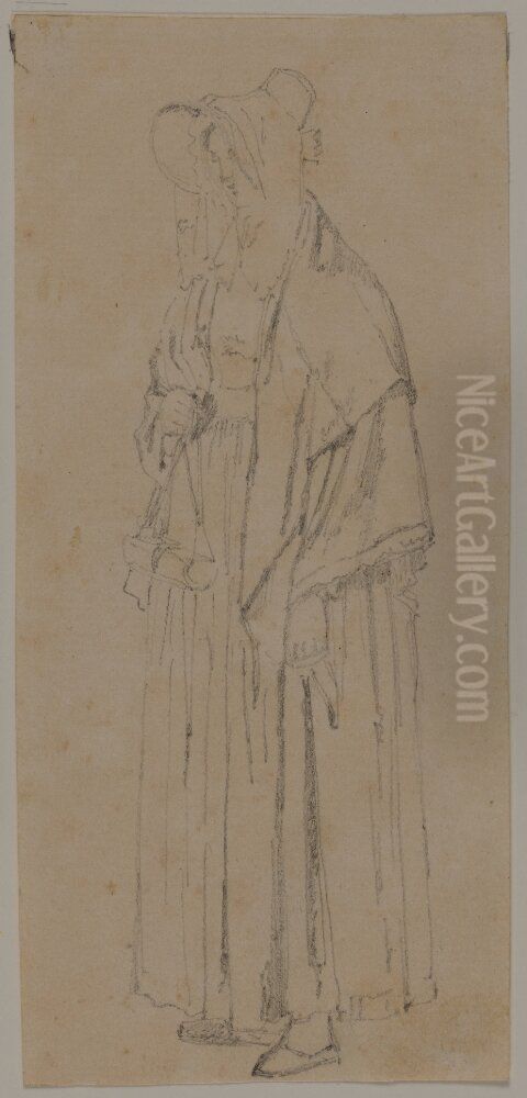 Staende kvinna, figurstudie Oil Painting by Jorgen Roed