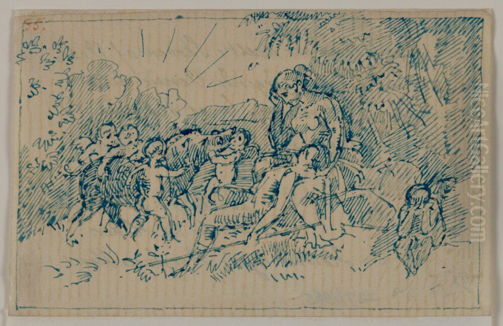 Venus och Adonis Oil Painting by Holger Roed