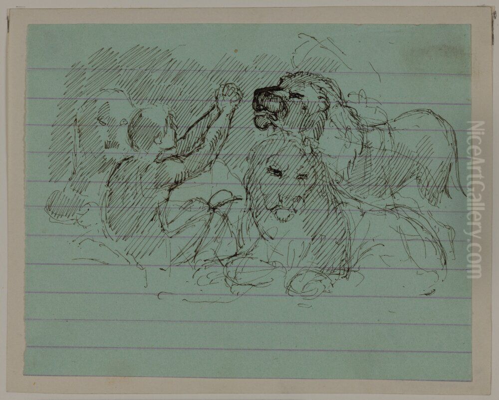 Daniel i lejongropen Oil Painting by Holger Roed