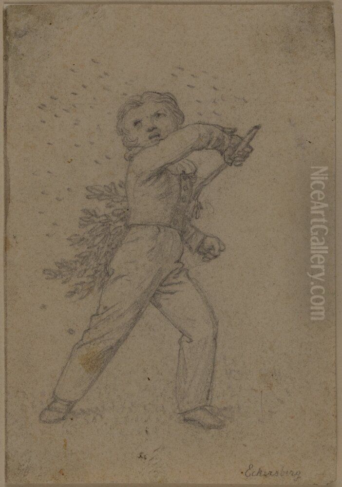 Pojken och myggorna Oil Painting by Christoffer Wilhelm Eckersberg