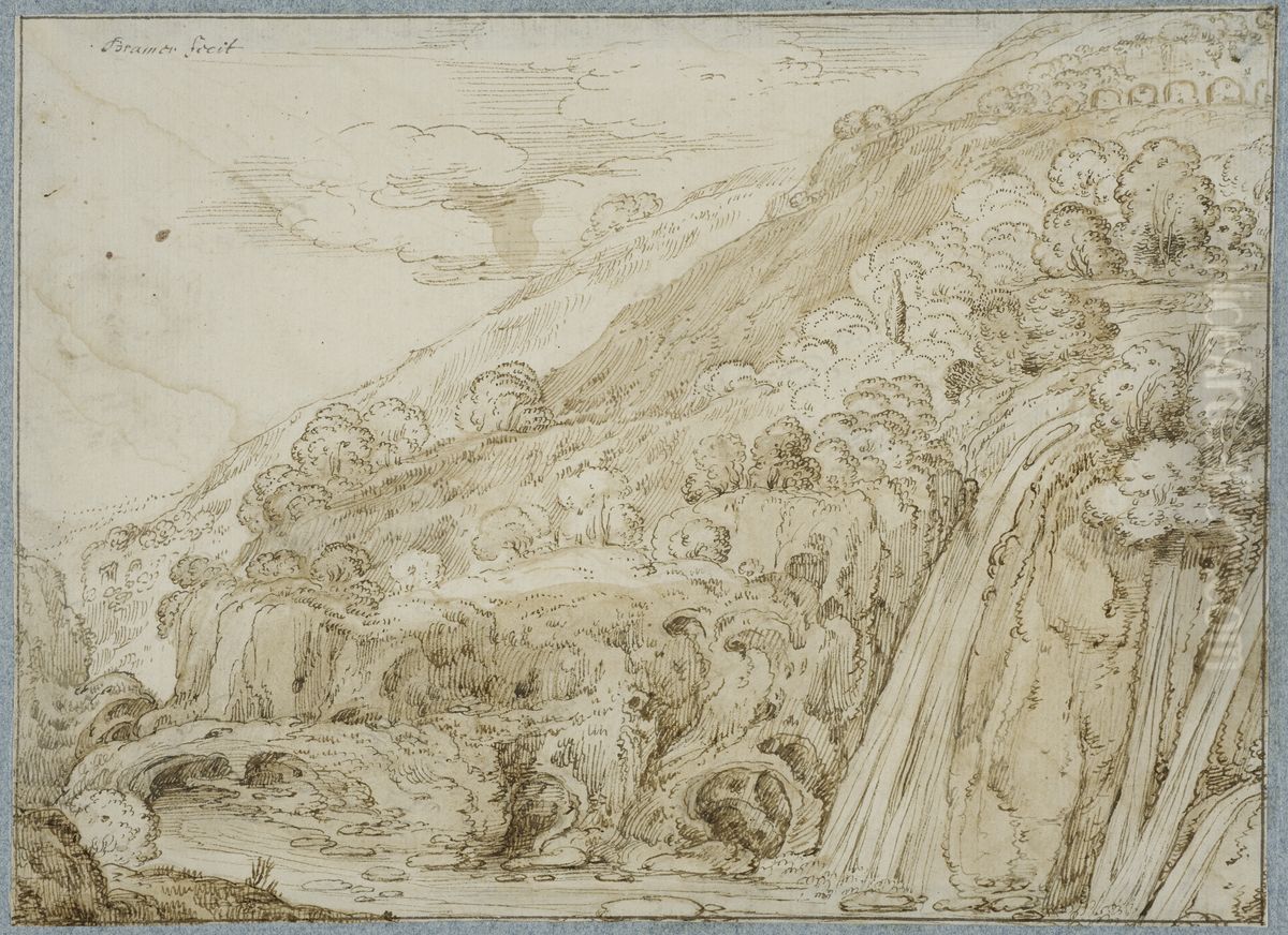 Landskap fran Tivoli Oil Painting by Leonaert Bramer