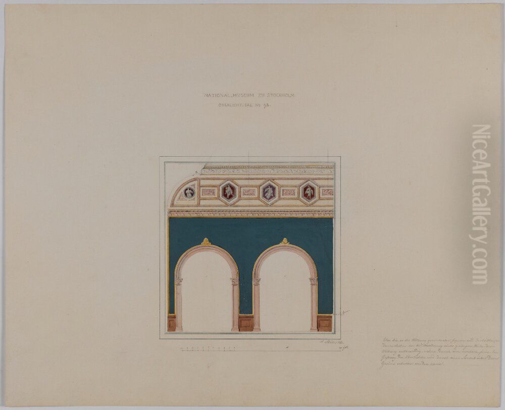 Nationalmuseum. Vaggsektion, sal 92, ovre vaningen Oil Painting by Friedrich August Stuler