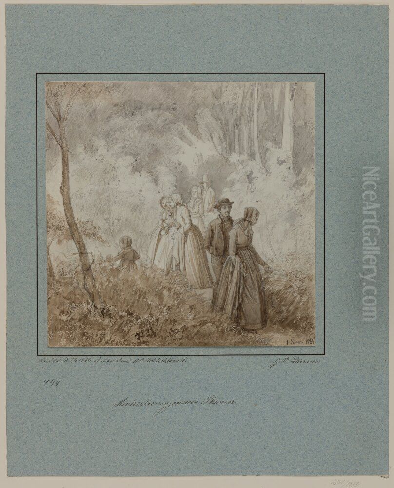 Kyrkstigen genom skogen Oil Painting by Jorgen Valentin Sonne