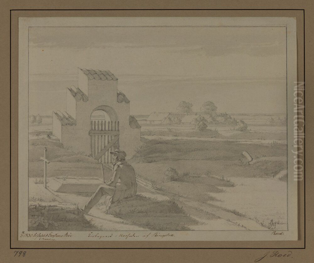 Kirkegaard i narheten av Rinsted Oil Painting by Jorgen Roed