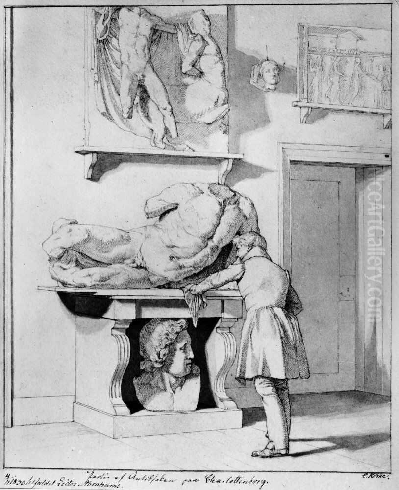 Antiksalen pa Charlotteborg Oil Painting by Christen Kobke