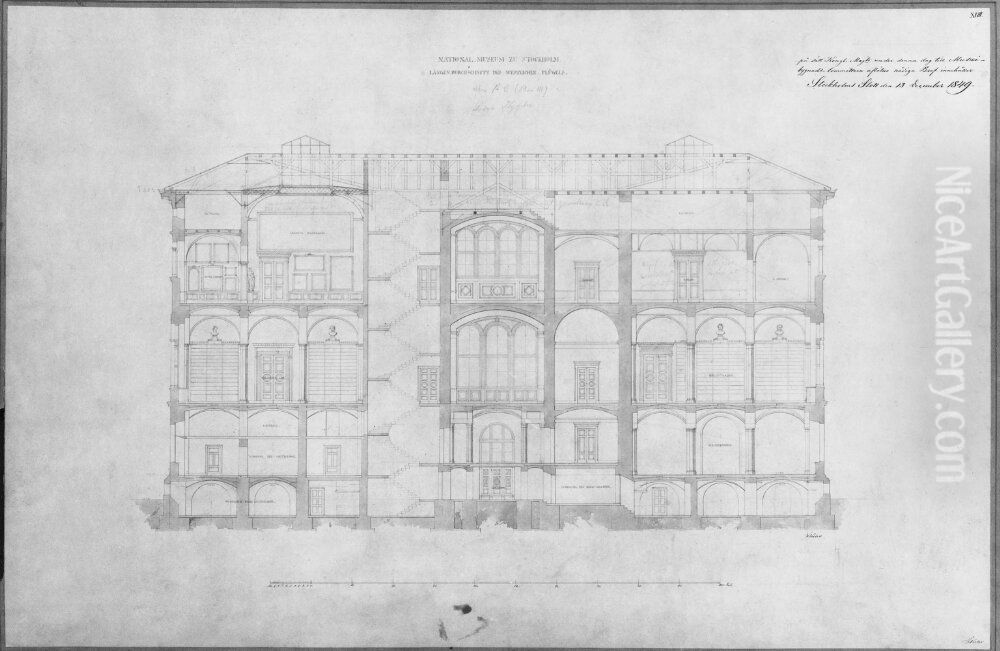 Nationalmuseum. langdsektion Oil Painting by Friedrich August Stuler
