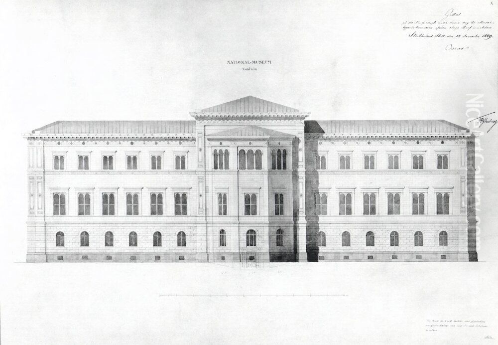 Nationalmuseum. Fasaden at oster Oil Painting by Friedrich August Stuler