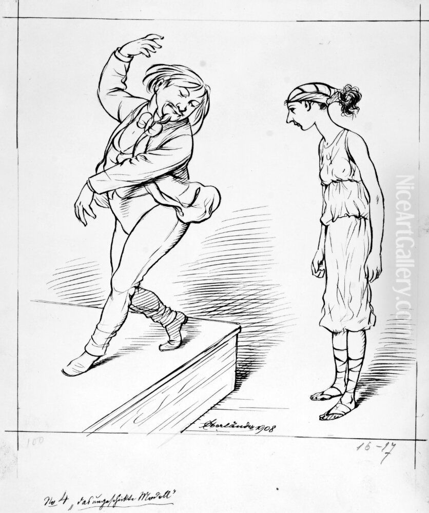 Terpsichore, diktens musa Oil Painting by Adolf Oberlander