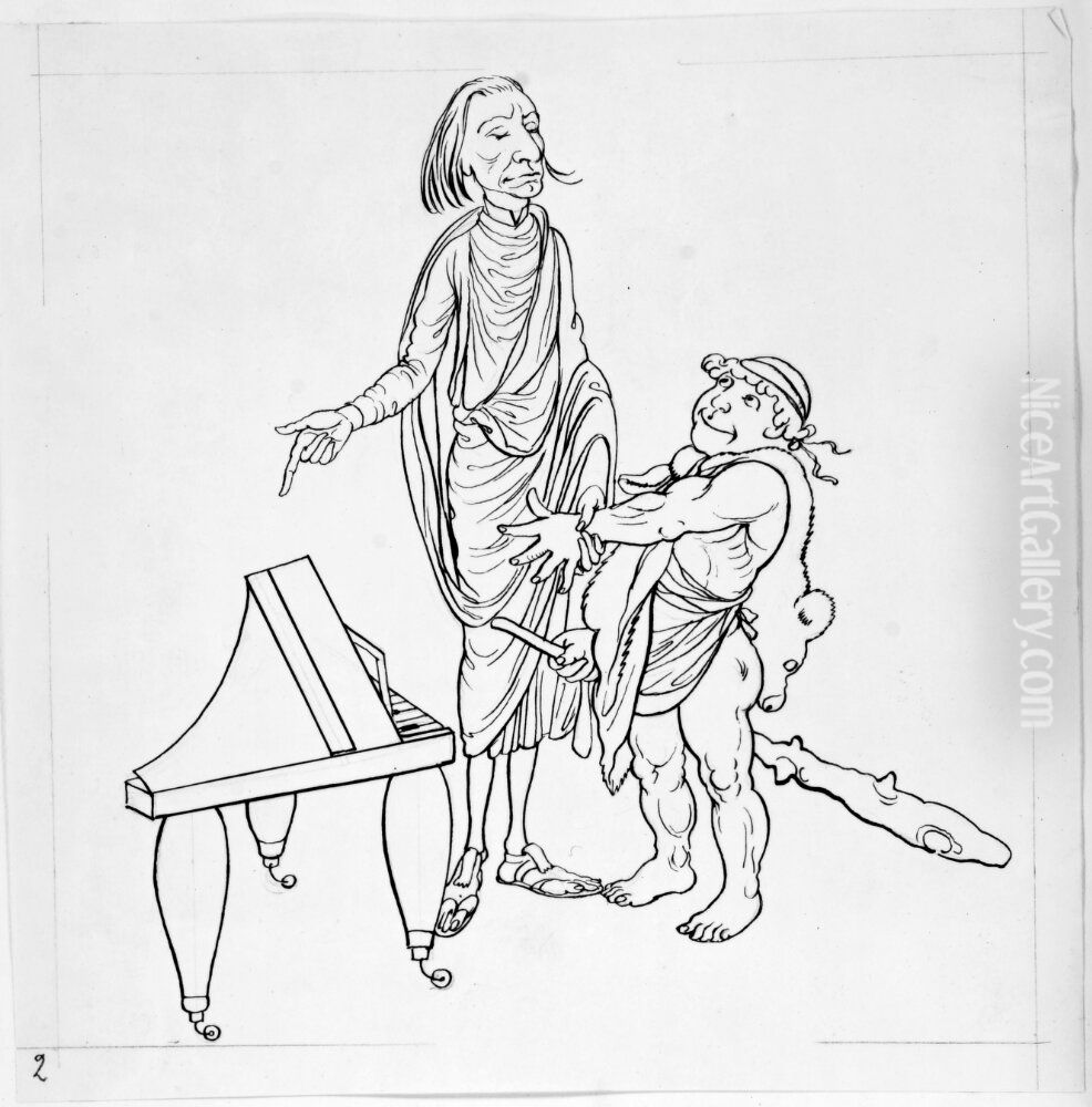 Linus haller den lille Herkules Oil Painting by Adolf Oberlander