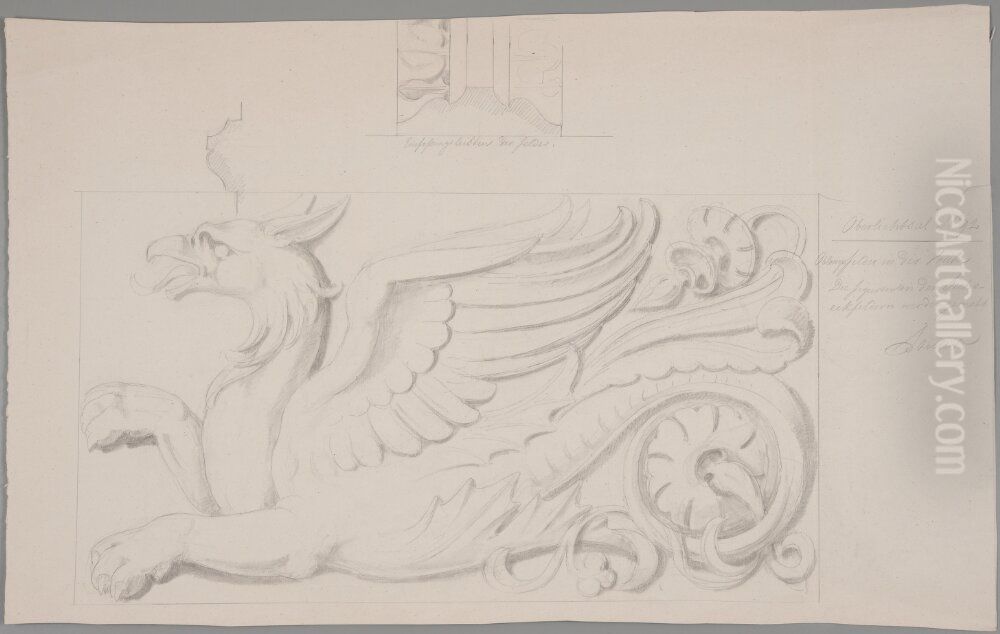 Nationalmuseum. Grip, studiefor ornament- fris, sal 92, ovre vaningen Oil Painting by Friedrich August Stuler