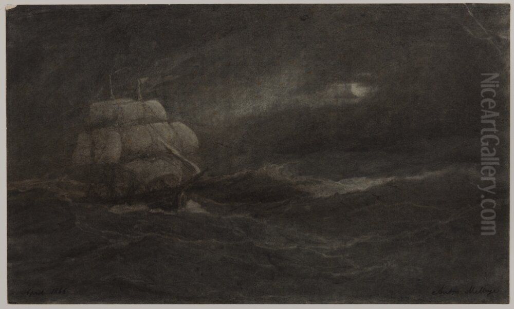 Fartyg i storm Oil Painting by Anton Melbye