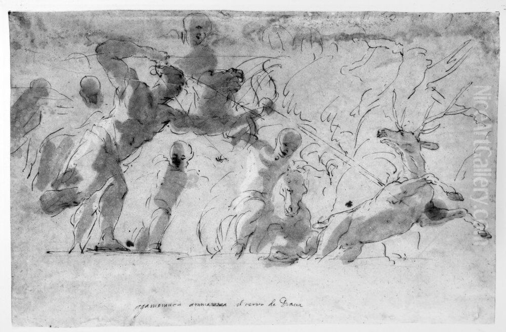 Agamemnon killing the deer of Diana Oil Painting by Luca Giordano