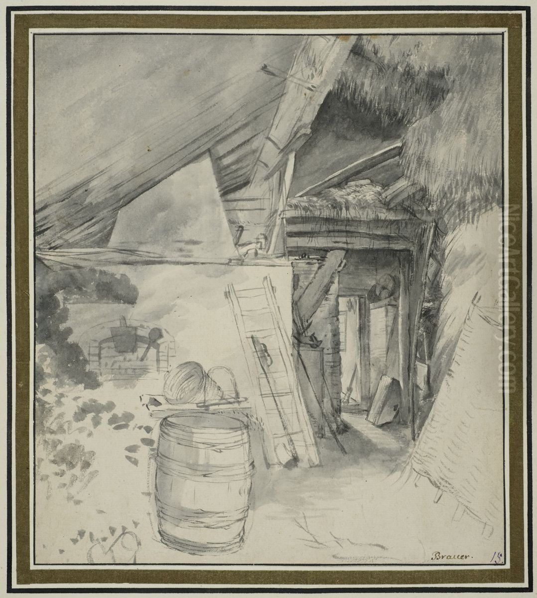 Interior med bakugn Oil Painting by Thomas Wijck