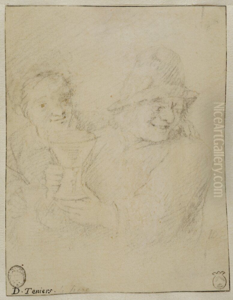 Man och kvinna med en pokal Oil Painting by David The Elder Teniers