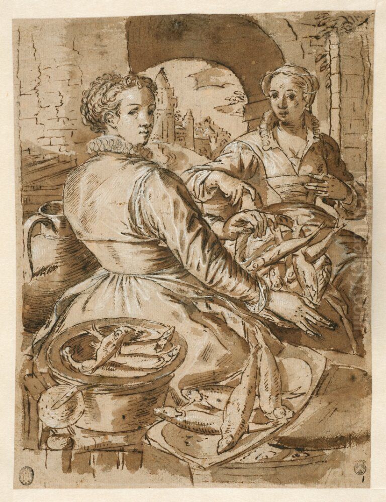 Fiskmanglerskor Oil Painting by Joachim Beuckelaer