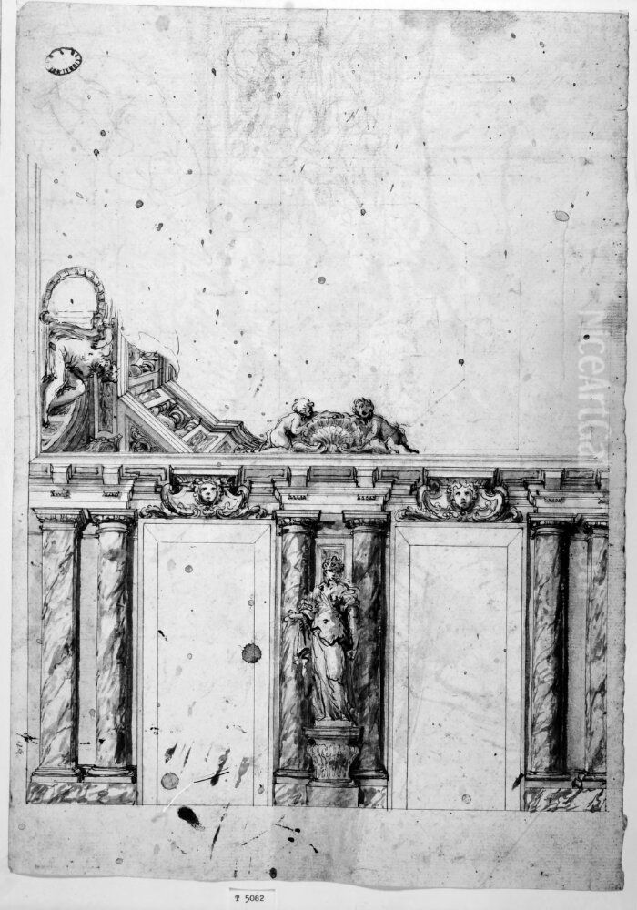 Decoration of a wall and part of the ceiling Oil Painting by Giuseppe Passeri