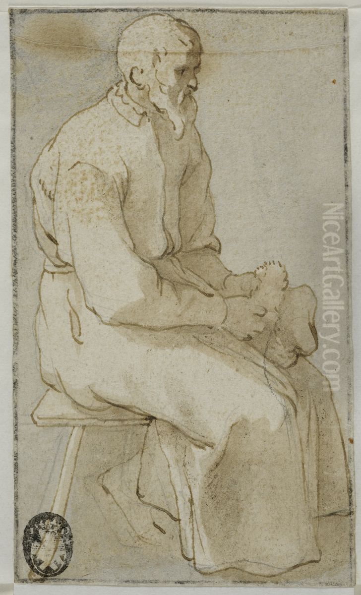 Sittande gammal man Oil Painting by Adam Willaerts