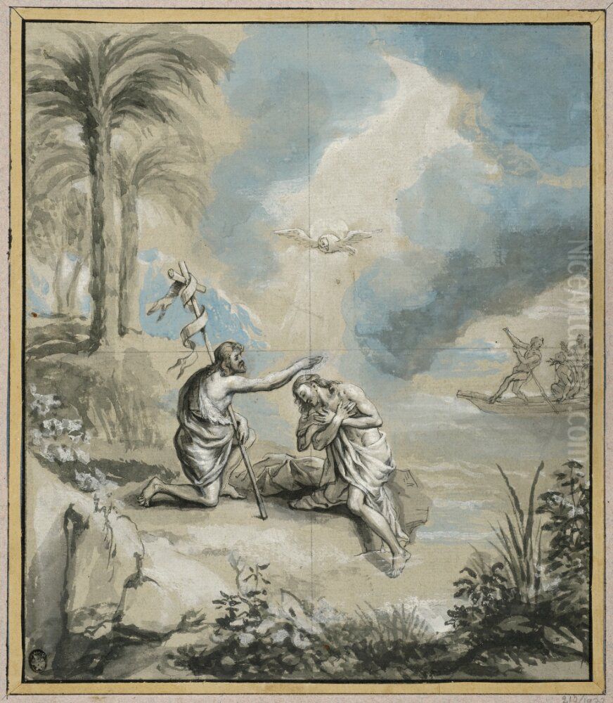 Kristi dop. Oil Painting by Erasmus Quellinus II