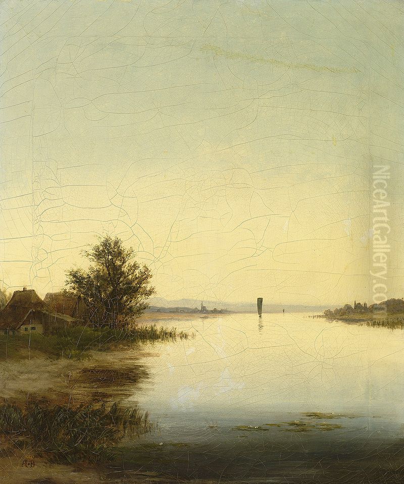 Evening Chiemsee landscape Oil Painting by Infanta Amalia of Spain