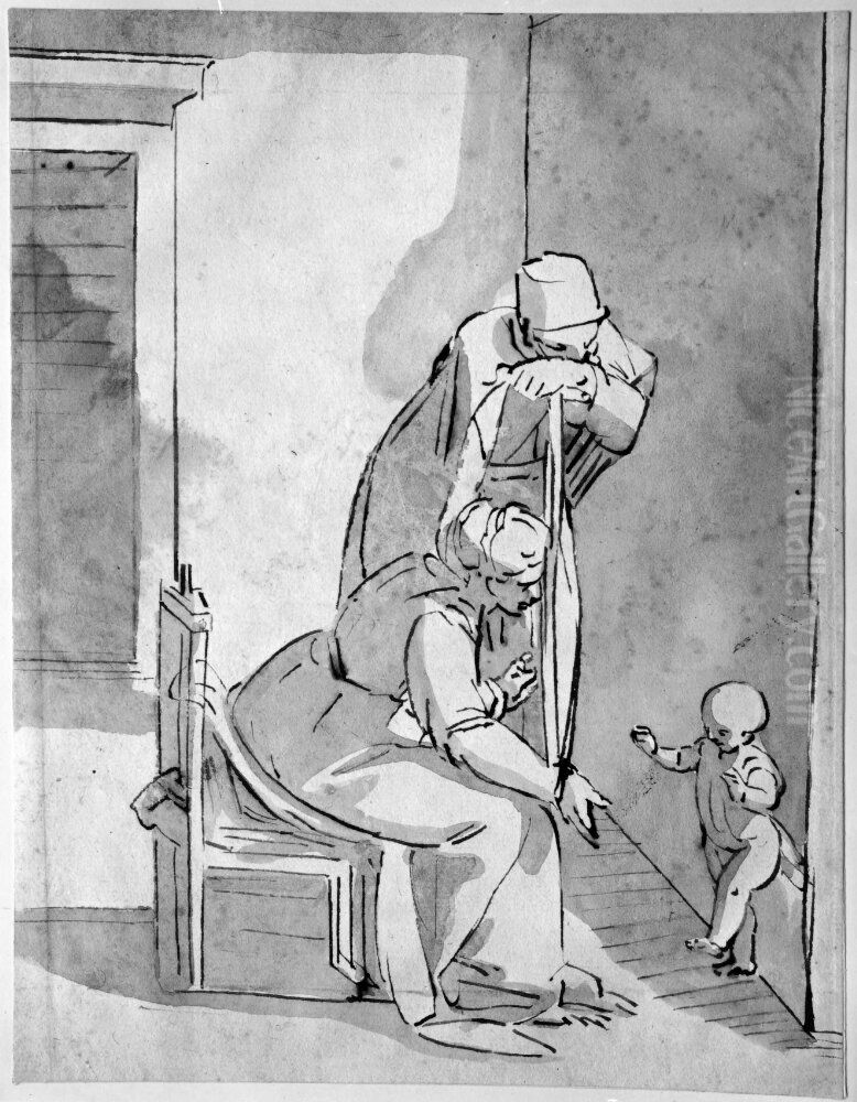 The Christ Child Learning to Walk Oil Painting by Luca Cambiaso