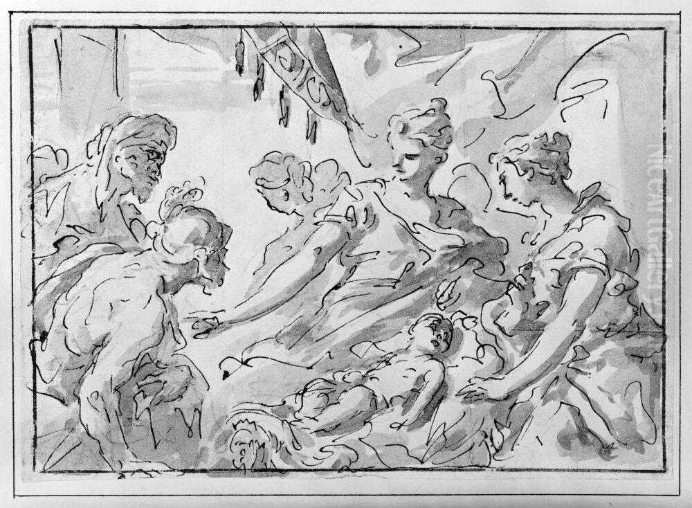 The Education of Achilles Oil Painting by Giovanni Antonio Pellegrini