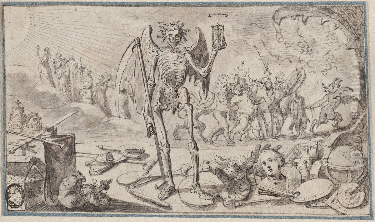 Vanitas med Doden och den yttersta domen Oil Painting by Philip Tideman