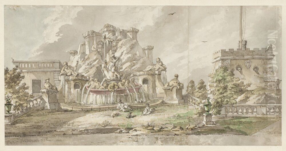 Utkas till dekoration vid Kina slotts invigning Oil Painting by Jean Eric Rehn