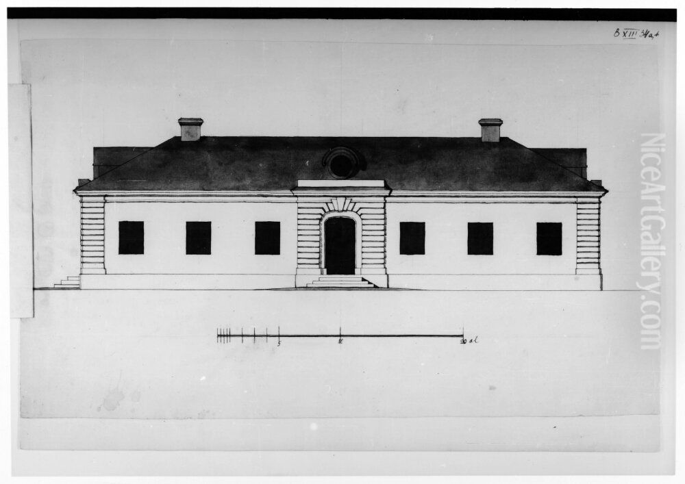 Byggnad i en vaning Oil Painting by Jean Eric Rehn