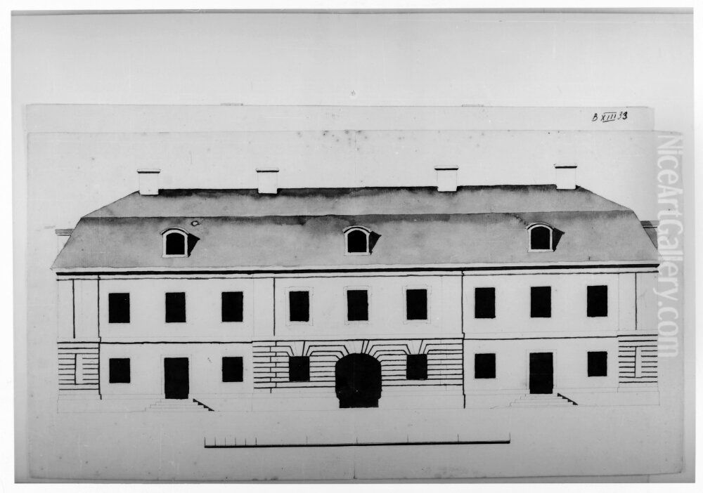 Fasadritning till tva vaningshus Oil Painting by Jean Eric Rehn