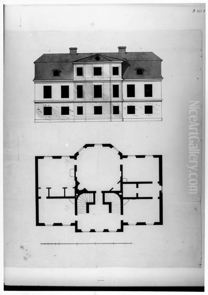 Forslag till en vaningsbyggnad Oil Painting by Jean Eric Rehn