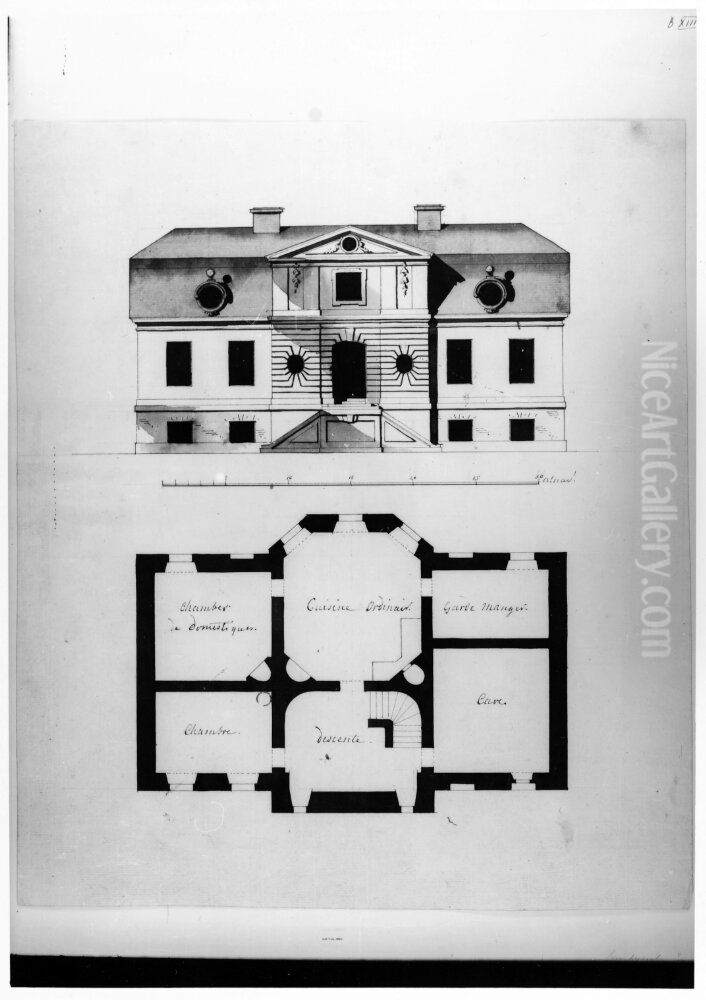 Forslag till en vaningsbyggnad Oil Painting by Jean Eric Rehn