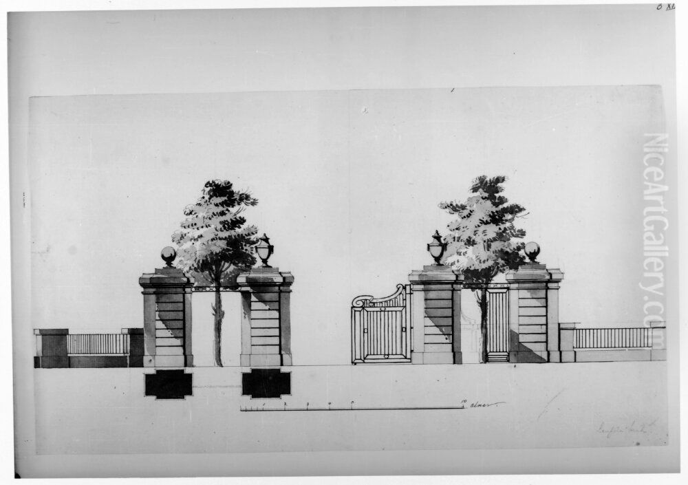 Staket med monumental grind Oil Painting by Jean Eric Rehn