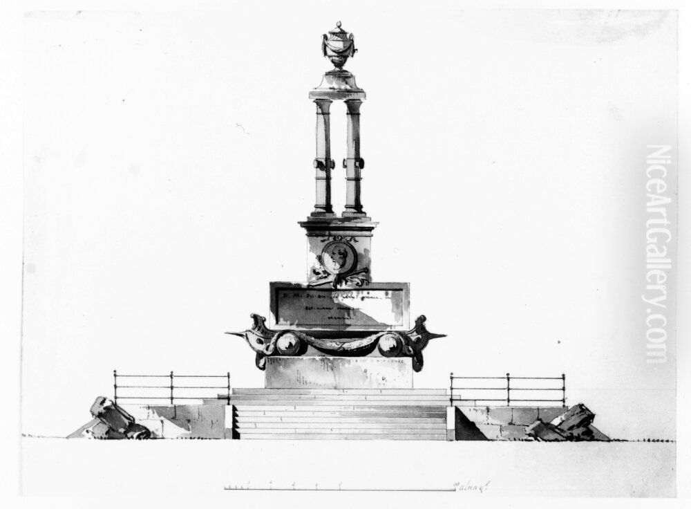 Forslag till gravmonument Oil Painting by Jean Eric Rehn