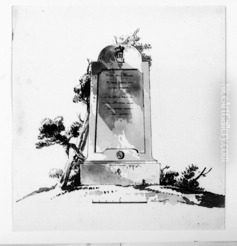 Forslag till minnessten med Gustaf III Oil Painting by Jean Eric Rehn