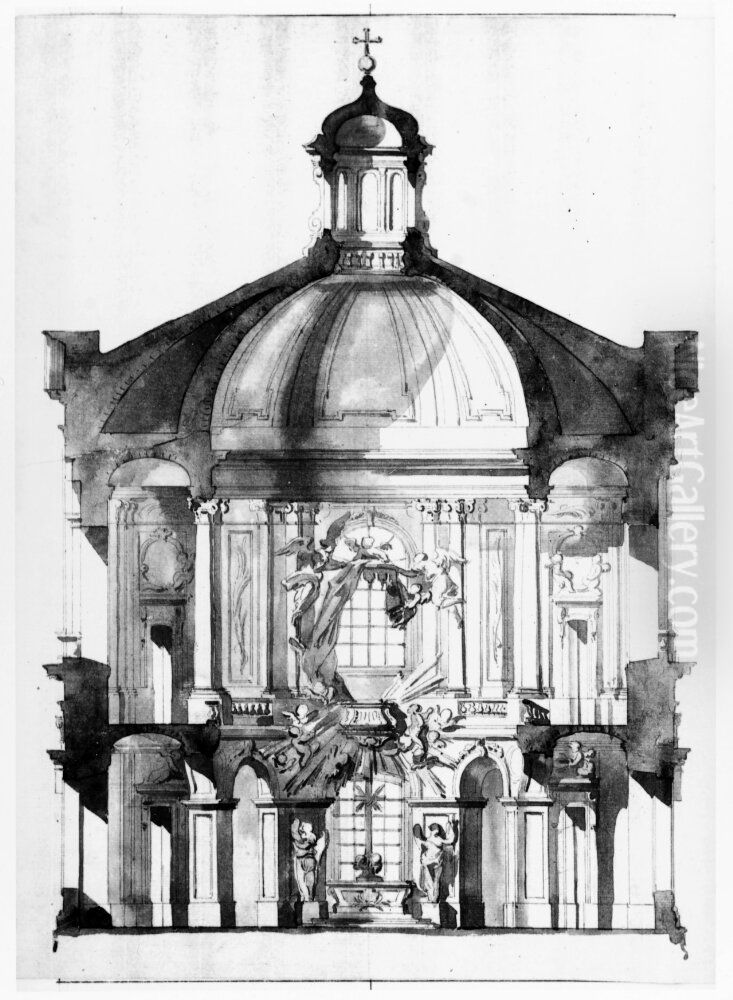 Kupolkyrka sedd mot koret Oil Painting by Jean Eric Rehn