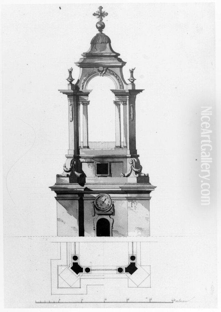 Tornhuv pa Klara kyrka, stockholm Oil Painting by Jean Eric Rehn