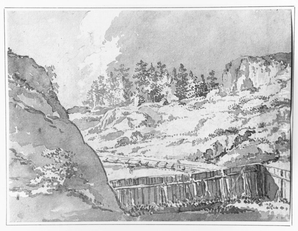 Landskap med dammbyggnad Oil Painting by Jean Eric Rehn