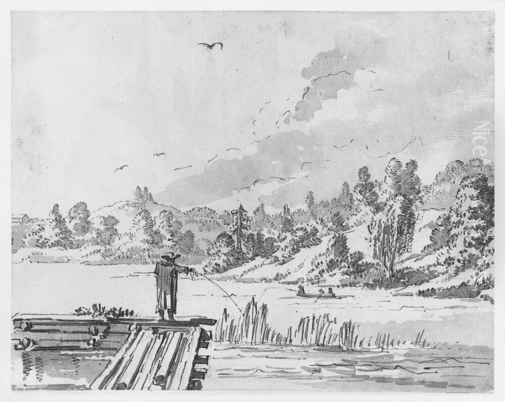 Metare pa bryggan Oil Painting by Jean Eric Rehn