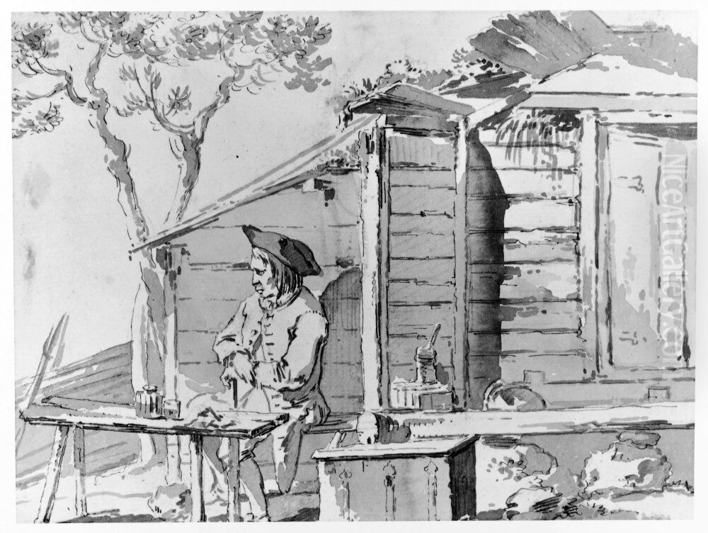 Matsacksmal utanfor hallstation Oil Painting by Jean Eric Rehn