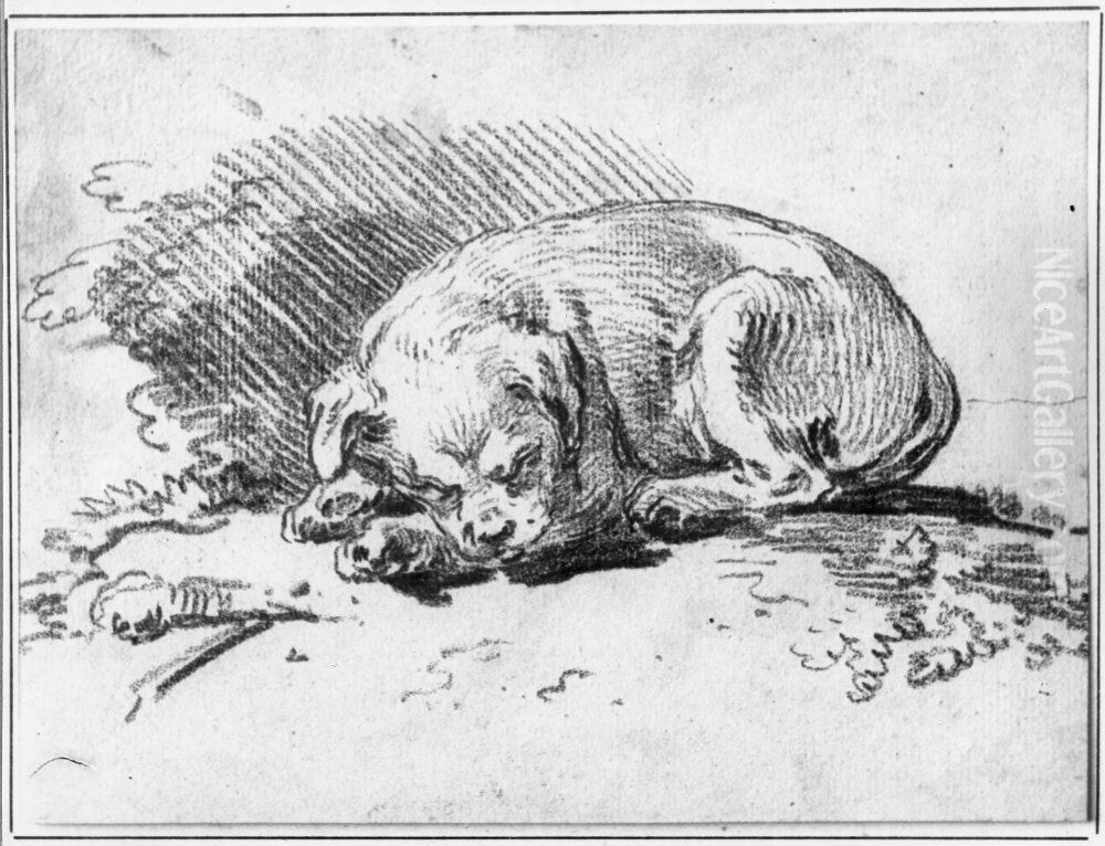 Sovande knahund Oil Painting by Jean Eric Rehn