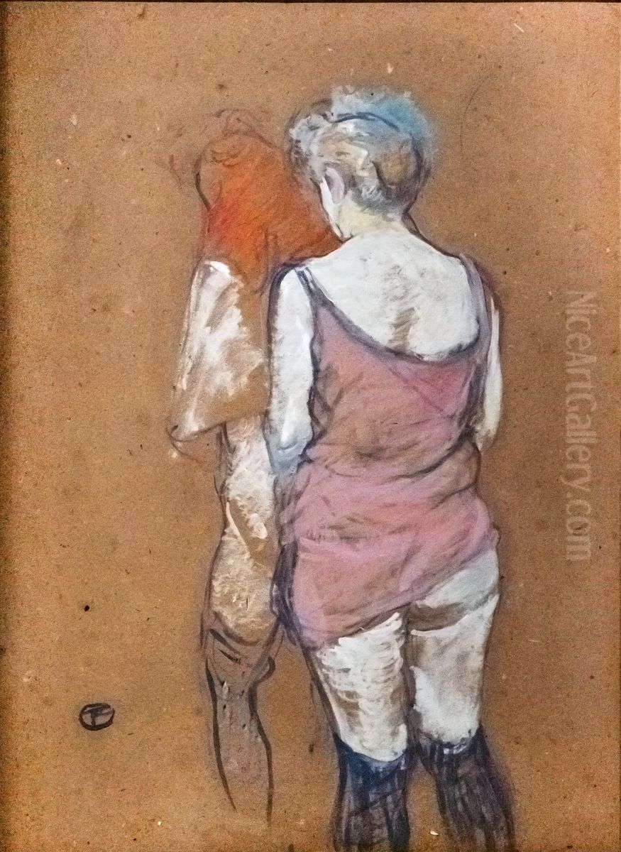 Two semi-nude women from behind. House in the rue des MoulinsFrancais:Deux femmes demi-nues de dos. Maison de la rue des Moulins